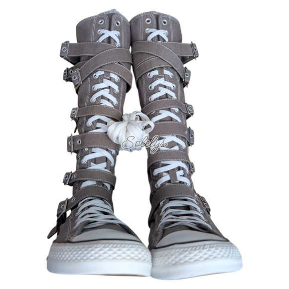 Converse 2012 XXHI 7 Multi Strap Grey Buckle Knee High Sneaker Boot M9 W11 RARE - Picture 11 of 15